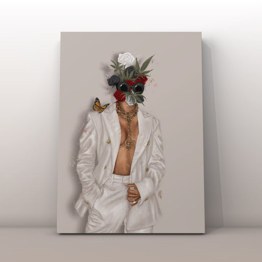 Buds & Roses Canvas Print (White)