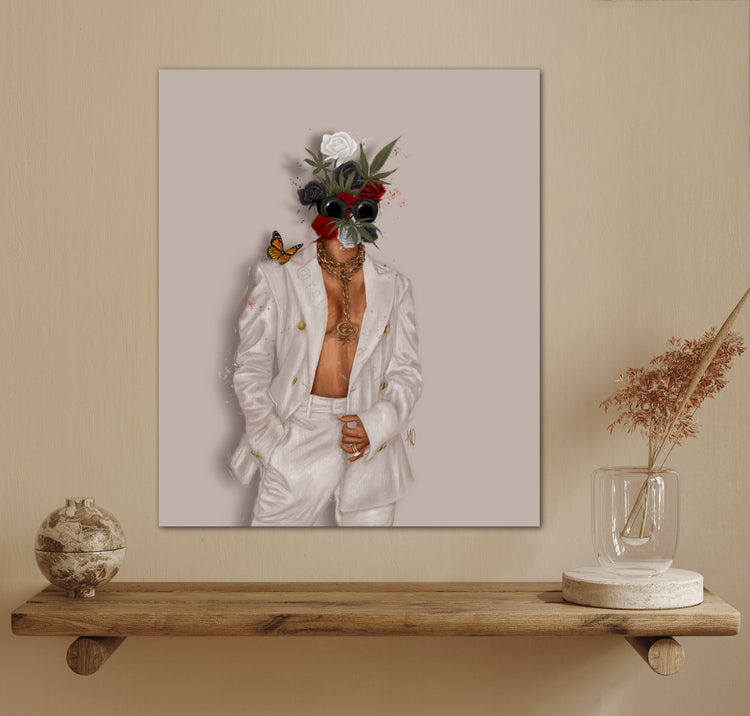 Buds & Roses Canvas Print (White)