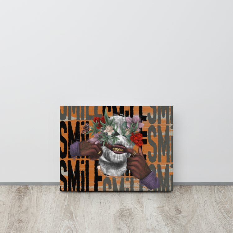 Smile… I Got Weed Canvas Print (w/ gold leaf accent)