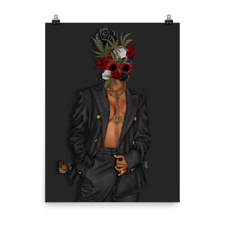 Buds & Roses Poster Print (Black)