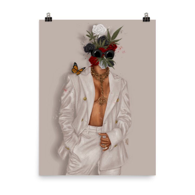 Buds & Roses Poster Print (White)