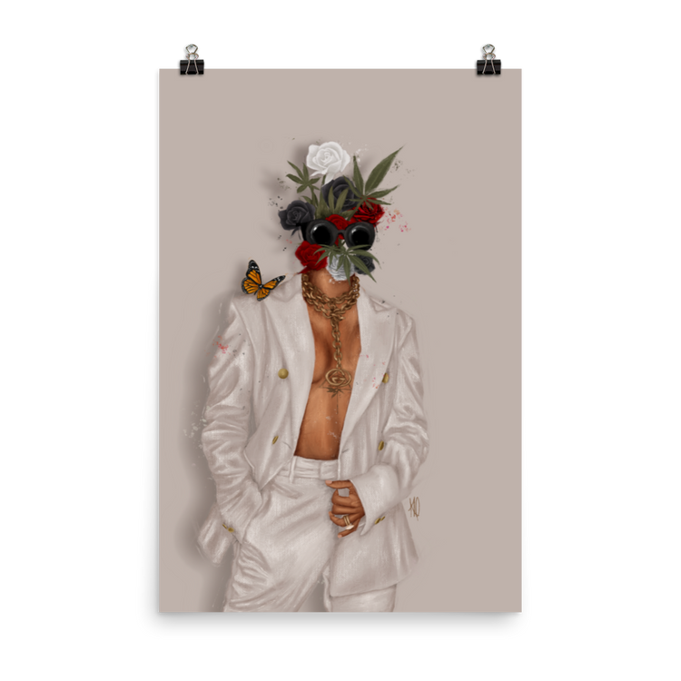 Buds & Roses Poster Print (White)